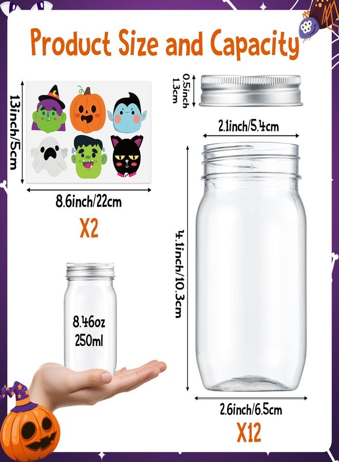 JAPBOR Halloween Candy Jars Containers - 14PCS Halloween Small Plastic Cookie Candy Jar with Lid Pumpkin Ghost Sticker Decoration, DIY Sugar Storage Dish Craft, Party Favor Gift Bottle Decor - Image 2